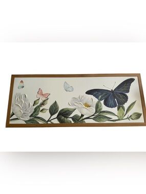 Butterfly Floral Wall Art Framed Cottagecore Botanical Decor 20x8